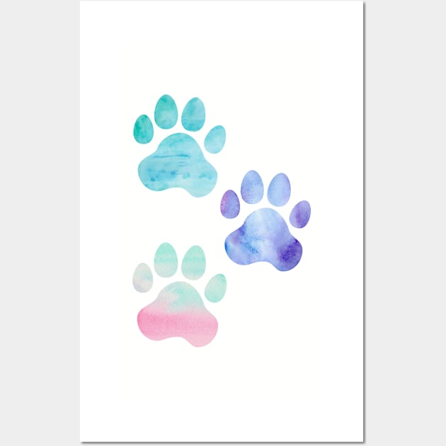 Watercolor Paw Print Trio Wall Art by annmariestowe